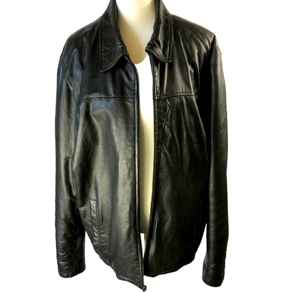 Izod Jackets & Coats Izod Soft Leather Jacket Men M Black Zip Front Closure And Slash